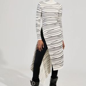 NWOT AKIRA Monochrome Striped Asymmetrical Dress